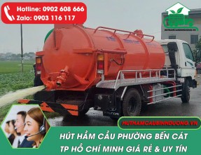 Hút hầm cầu Bến Cát giá rẻ, đúng khối lượng, sạch 100%