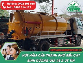 Dịch vụ hút hầm cầu Bến Cát Giá Rẻ, Uy Tín, HÚT SẠCH 100% 
