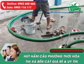 Hút hầm cầu phường Thới Hòa Bến Cát ✔️ Giá Rẻ, Không Đục Phá, Sạch Sẽ 100% 